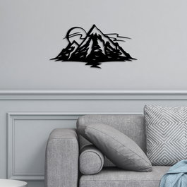 Wallity Mountain 25 Escultura de pared de metal negra